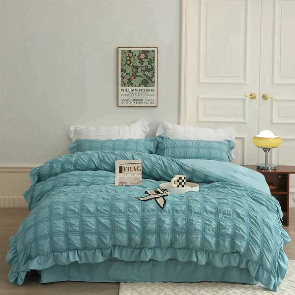[Excellent Value] Icy Seersucker Summer Cool Quilt Lace 4-piece Set🔥