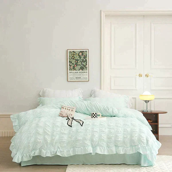 [Excellent Value] Icy Seersucker Summer Cool Quilt Lace 4-piece Set🔥