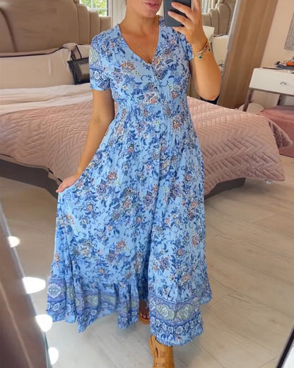 (💃Hot Sale - 56% OFF🔥) Floral Print V-neck Dress