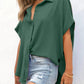💥Hot Sale 49% Off🍃Women's Casual Button Short Sleeve Slit Hem Shirt Solid Color Tops