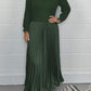 Women's solid color Long Sleeve Jumper & Pleated Bottom Dress