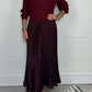 Women's solid color Long Sleeve Jumper & Pleated Bottom Dress