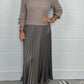 Women's solid color Long Sleeve Jumper & Pleated Bottom Dress