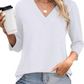🌸Spring Specials 👚Women's 3/4 Sleeve V Neck Solid Color Top