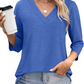 🌸Spring Specials 👚Women's 3/4 Sleeve V Neck Solid Color Top