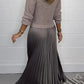 Women's solid color Long Sleeve Jumper & Pleated Bottom Dress