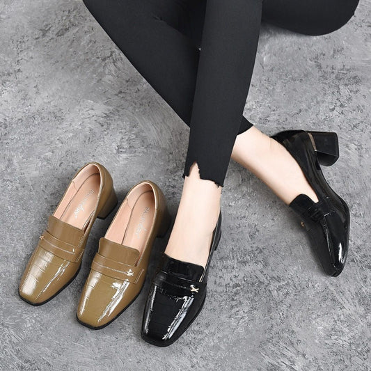 Women's Slip On Chunky Mid Heel Loafers（50% OFF）