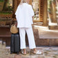 Set of wide trousers with 3/4 sleeves for women