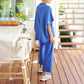 Set of wide trousers with 3/4 sleeves for women