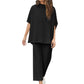Set of wide trousers with 3/4 sleeves for women