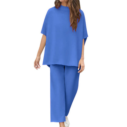 Set of wide trousers with 3/4 sleeves for women
