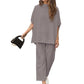 Set of wide trousers with 3/4 sleeves for women