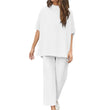 Set of wide trousers with 3/4 sleeves for women