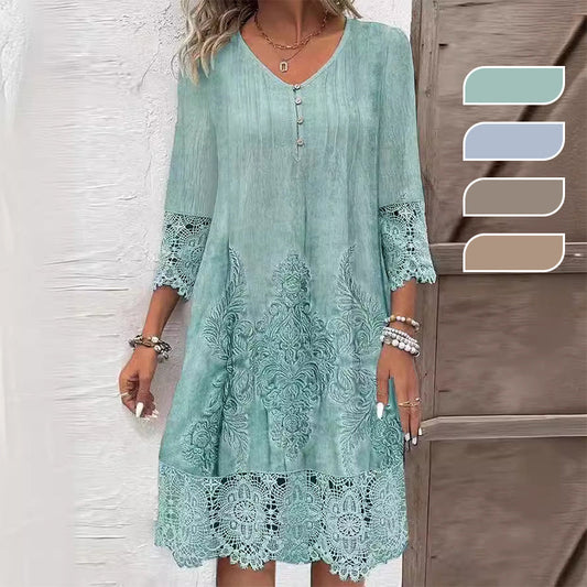 💖Limited Sale 50% OFF💖Elegant half sleeve v-neck lace dress for women