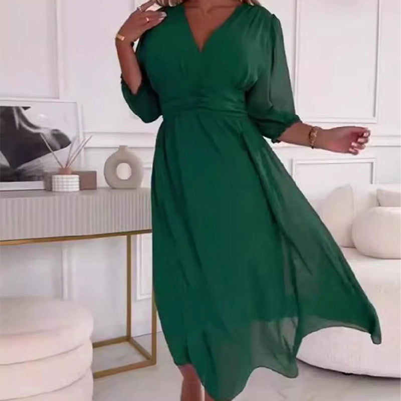🔥2025 HOT SALE🎉 Women's V-neck Lightweight Chiffon Dress