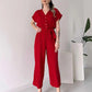 💖Limited Sale 50% OFF💖Women's V-Neck Short Sleeve Casual Jumpsuit