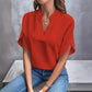 🌈2025 New Product🔥Women's V-neck solid color short sleeve top