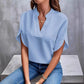 🌈2025 New Product🔥Women's V-neck solid color short sleeve top