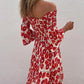 💕50% OFF💃Floral Open Shoulder Flared Sleeves Long Dress