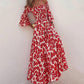 💕50% OFF💃Floral Open Shoulder Flared Sleeves Long Dress