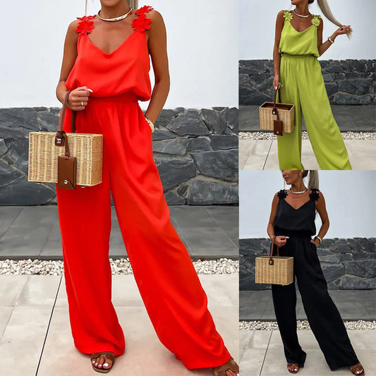 Hot Sale🔥Women's Sleeveless Wide Leg Jumpsuit