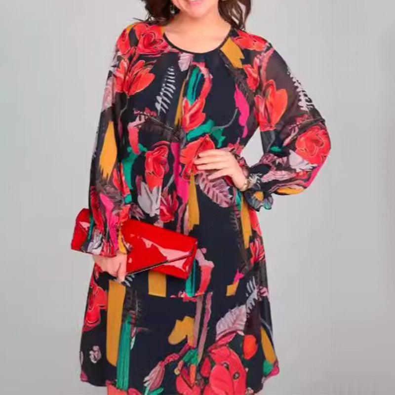 🌷Limited Time 50% OFF💞Long Sleeve Round Neck Lightweight Floral Dress