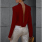 ✨Sparkle Series-𝑵𝒐.1 ✨Secret of Elegance Satin Back Chain Cowl Neck Draped Blouse