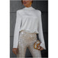 ✨Sparkle Series-𝑵𝒐.1 ✨Secret of Elegance Satin Back Chain Cowl Neck Draped Blouse