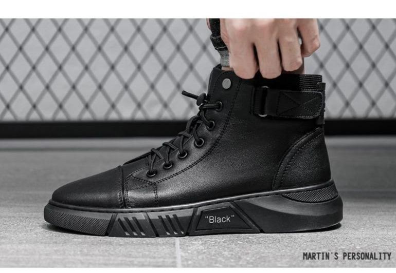MARTINI' BLACK LEATHER BOOTS