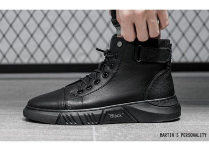 MARTINI' BLACK LEATHER BOOTS