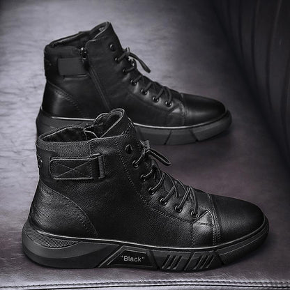 MARTINI' BLACK LEATHER BOOTS