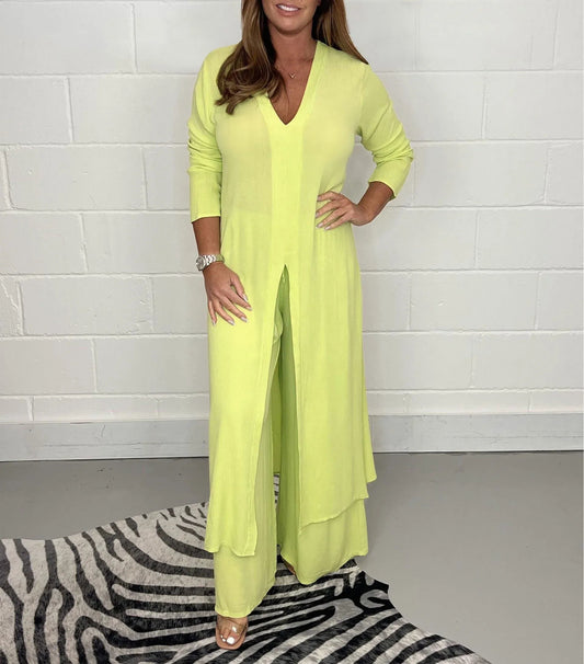 Two Piece Casual Long Top and Casual Trousers😍