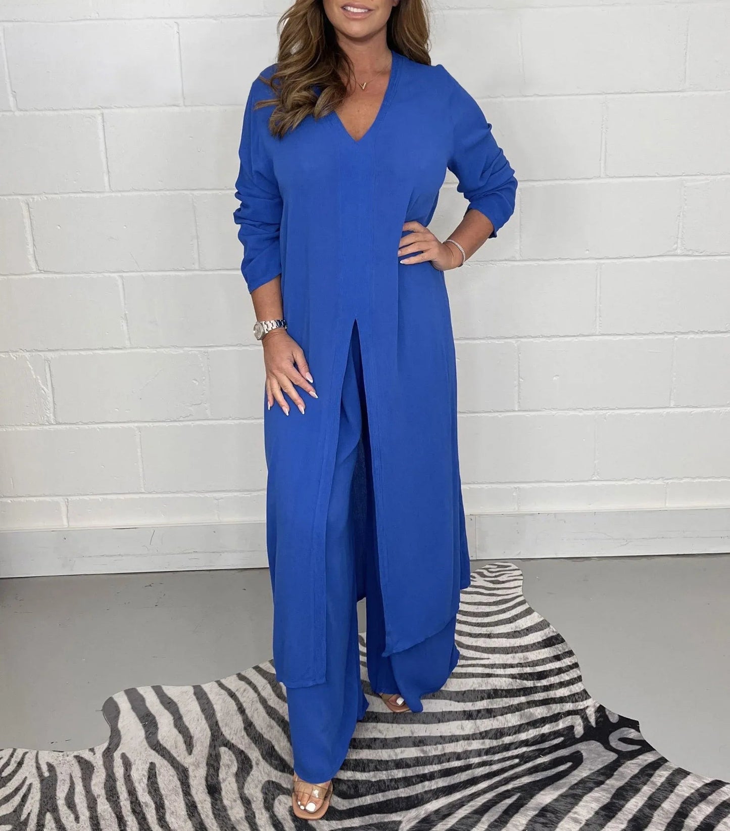 Two Piece Casual Long Top and Casual Trousers😍