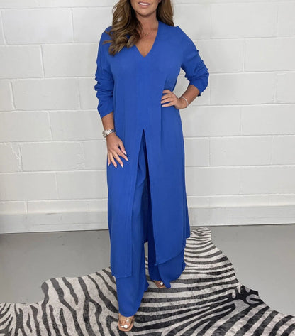 Two Piece Casual Long Top and Casual Trousers😍