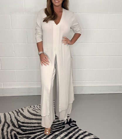 Two Piece Casual Long Top and Casual Trousers😍