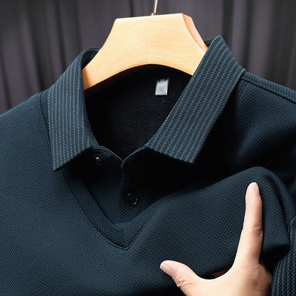 🔥Winter Warmer🔥Men's Lapel Faux Two-Piece Knitted Shirt
