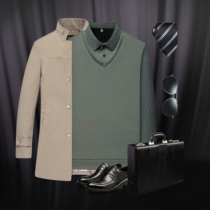 🔥Winter Warmer🔥Men's Lapel Faux Two-Piece Knitted Shirt
