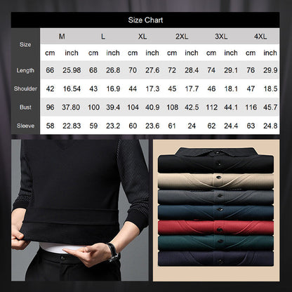 🔥Winter Warmer🔥Men's Lapel Faux Two-Piece Knitted Shirt