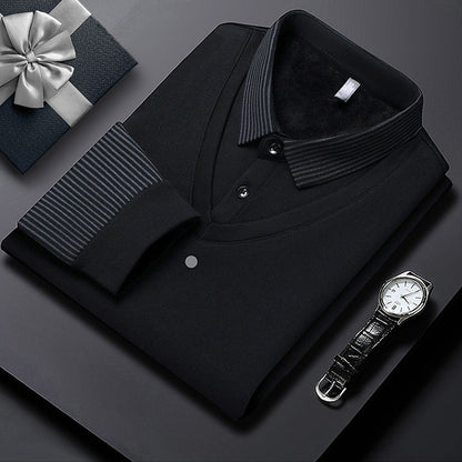 🔥Winter Warmer🔥Men's Lapel Faux Two-Piece Knitted Shirt