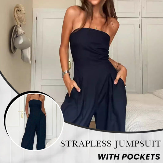 🔥2025 HOT SALE ❤️ Women's Strapless Jumpsuit With Pockets