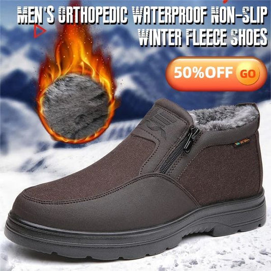 MEN'S ORTHOPEDIC WARM SNOW BOOTS WATERPROOF NON-SLIP WINTER FLEECE SHOES