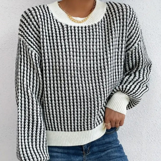 🍂Women's Knit Ribbed Pullover Round Neck Sweater