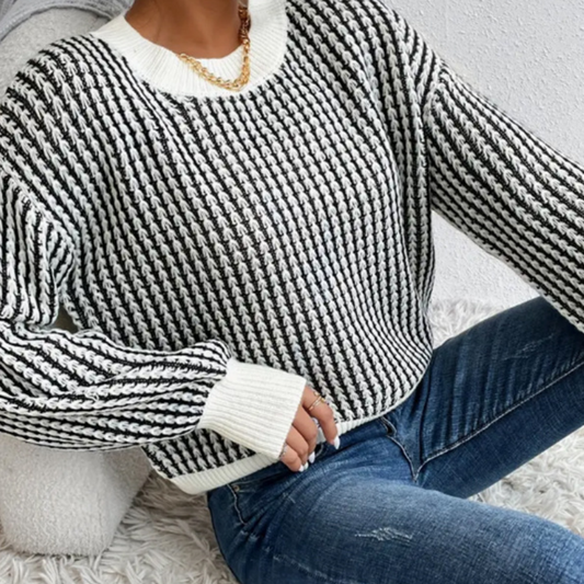 🍂Women's Knit Ribbed Pullover Round Neck Sweater