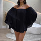 Pleated Off-Shoulder Top & Shorts 2-Piece Set
