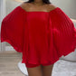 Pleated Off-Shoulder Top & Shorts 2-Piece Set