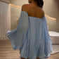 Pleated Off-Shoulder Top & Shorts 2-Piece Set