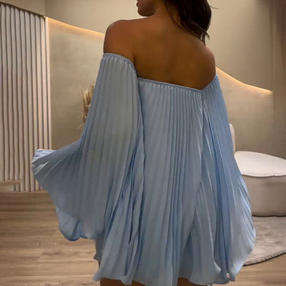 Pleated Off-Shoulder Top & Shorts 2-Piece Set
