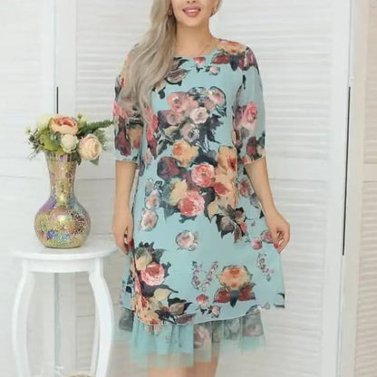New Arrival🌸Women's Elegant Rose Print Loose Dress