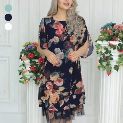 New Arrival🌸Women's Elegant Rose Print Loose Dress