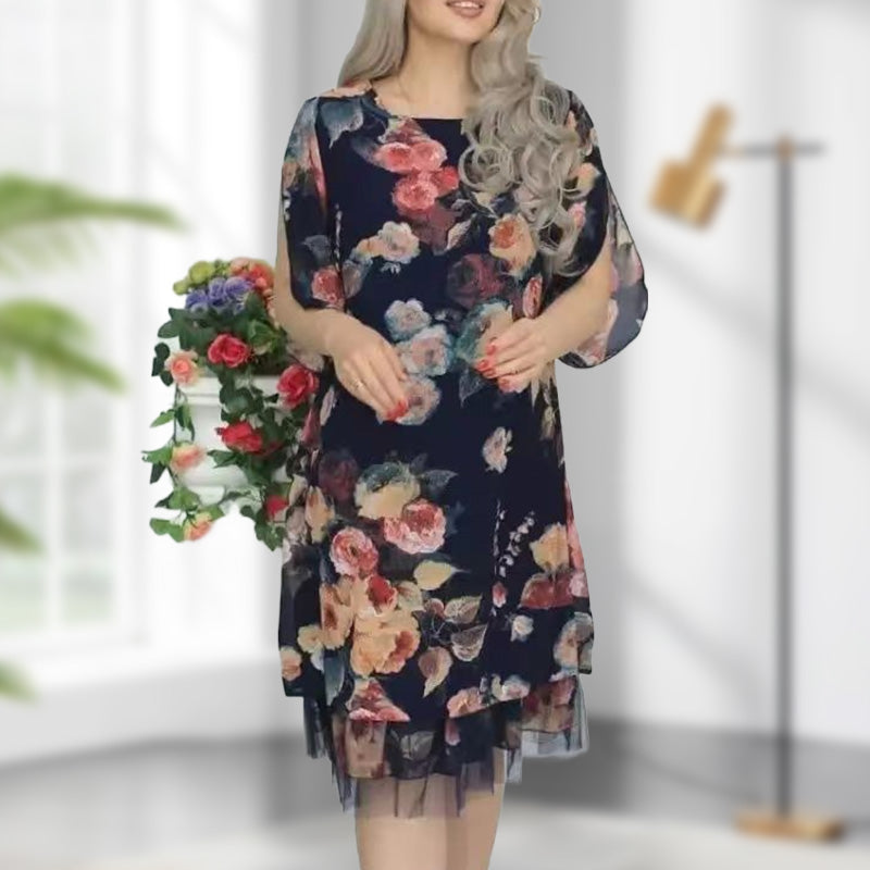 New Arrival🌸Women's Elegant Rose Print Loose Dress
